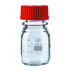Бутыль для реагентов с красной винтовой крышкой и градуировкой SIMAX светлое стекло 100 мл ТС (2070/R/100)
