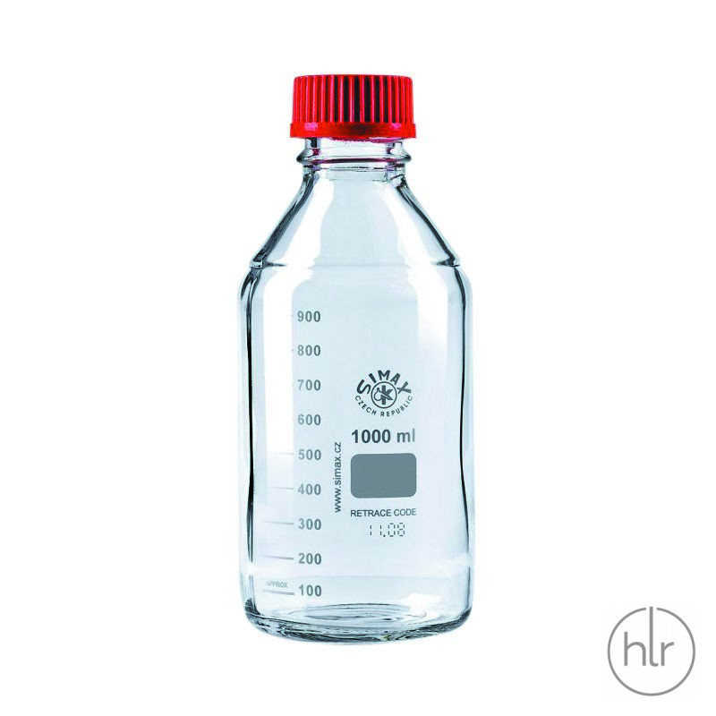 Бутыль для реагентов с красной винтовой крышкой и градуировкой SIMAX светлое стекло 250 мл ТС (2070/R/250)