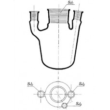 Колба круглодонна з 4-ма горловинами (SIMAX) ТС КГП-4-1- 6000-71/51-29-29-14