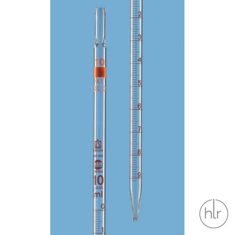 Пипетки мерные, класс АS,коричневая град, тип 3,10 мл,градуировка 0,1 мл Brand (12шт/уп)