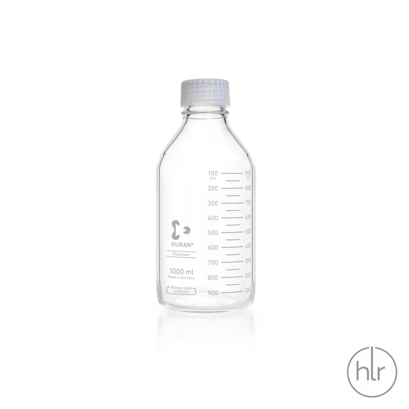 Бутыль для реагентов с винтовой крышкой GL45 и мерной шкалой 1000 мл Premium DURAN