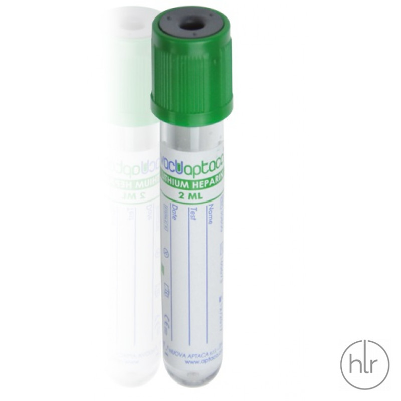 Пробирка для крови с зеленой крышкой (2 мл, литий гепарин) Aptaca 100 шт/уп