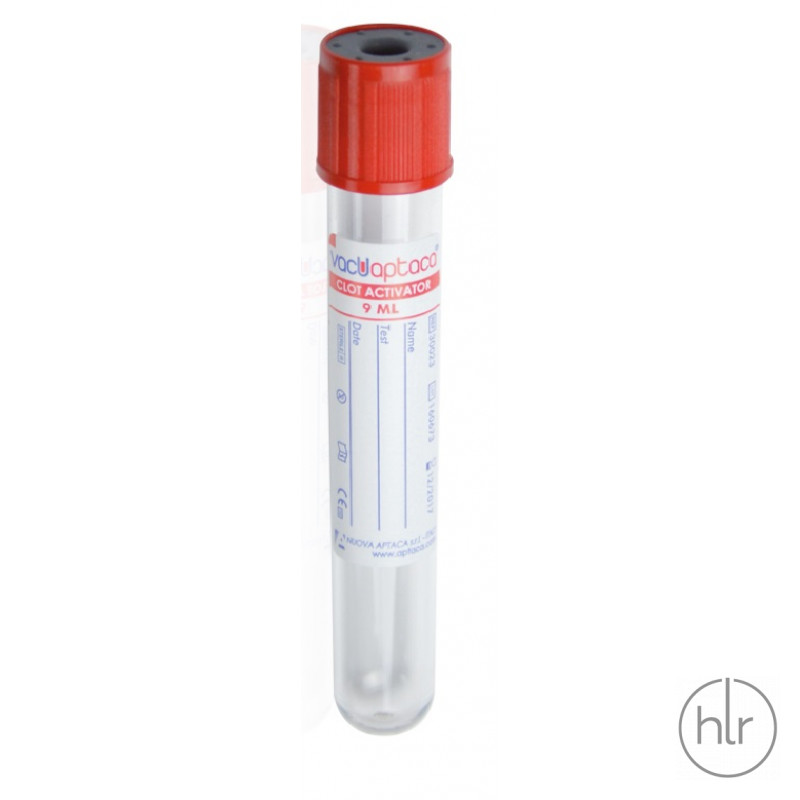Пробірка для крові з червоною кришкою (9 мл, активатор згортання) Aptaca 100 шт/уп
