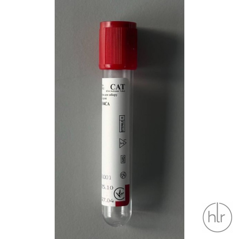 Вакуумная пробирка для забора образцов венозной крови, 4 мл (мл), 13*75 мм(мм), с активатором свертывания, с красной крышкой, 100 шт.